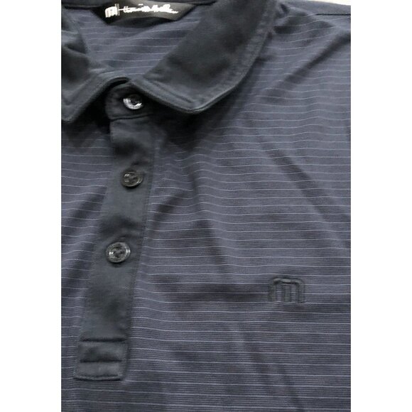 Travis Mathew Mens Large Black Striped Short Sleeve Polo Shirt - Picture 2 of 6